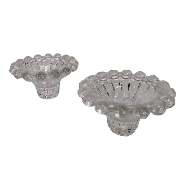 Vintage 1950's Boopie Pair of Clear Glass Ball Base Tapered Candle Stick Holder - Picture 6 of 11